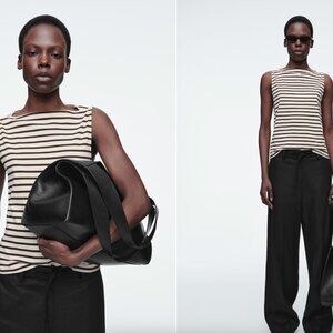 Striped Sleeveless Top - Cream and Black